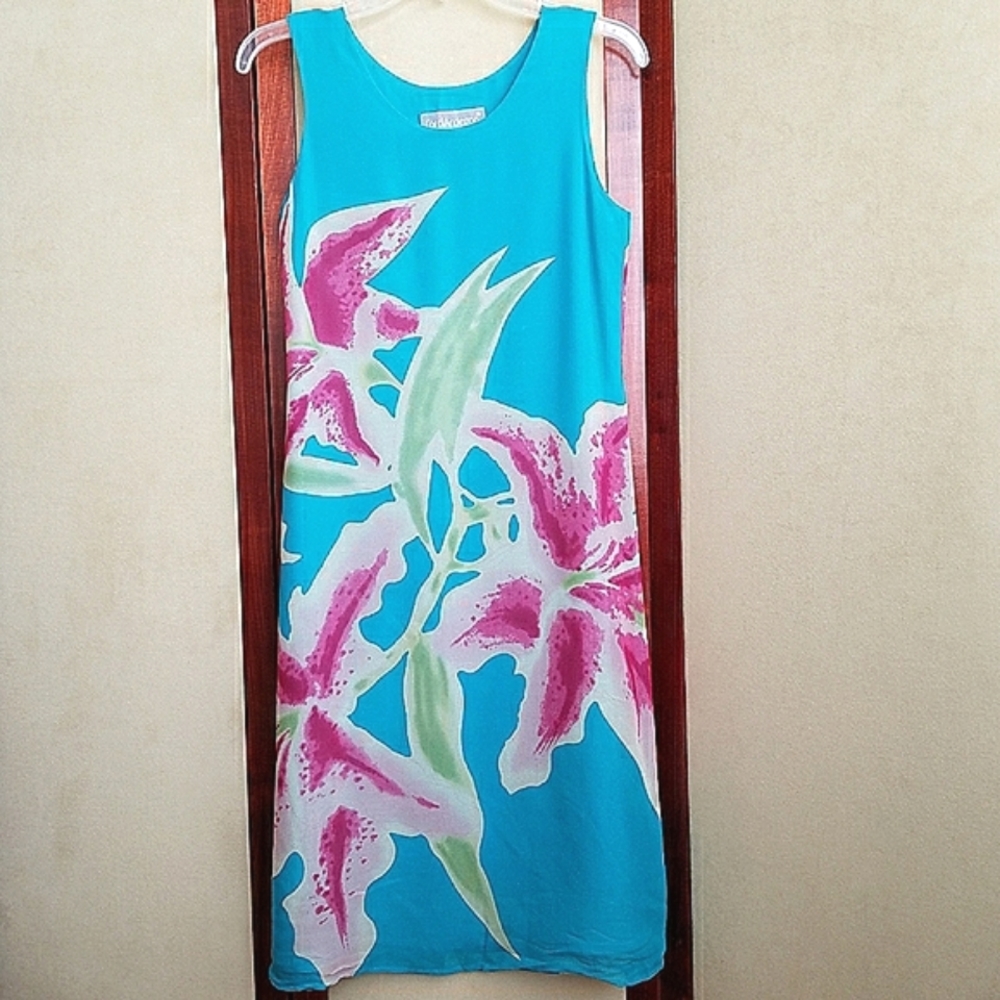 Carol Anderson Vintage Floral Silk Shift Column Dress 8